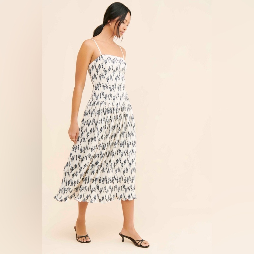 Hutch Drop-Waist Plissé Midi Dress